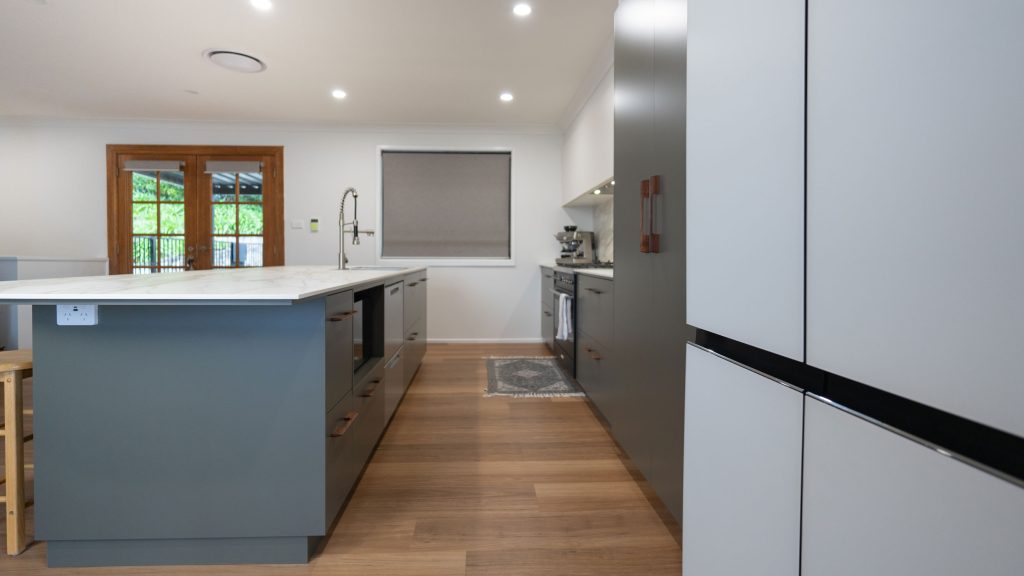 modern grey marble island kitchen 2